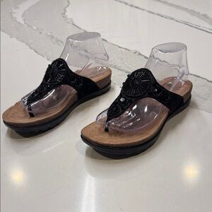 Dansko Black Beaded Women's Sandals Cork Footbed Sz39